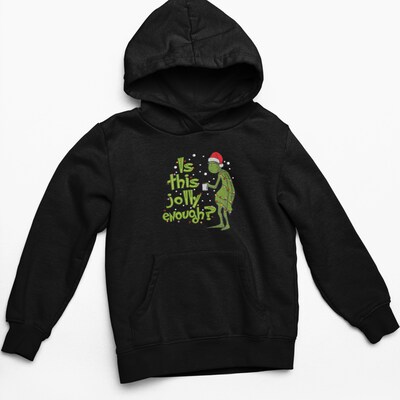 Not Jolly Christmas Themed Embroidered  Hoodie Adult and Youth - image2